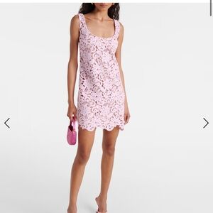 Self-Portrait Pink Crochet Backless Midi Dress